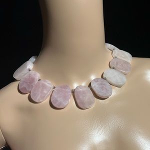 Genuine Rose Quartz and Silver Tone Accents Necklace 17 Inches